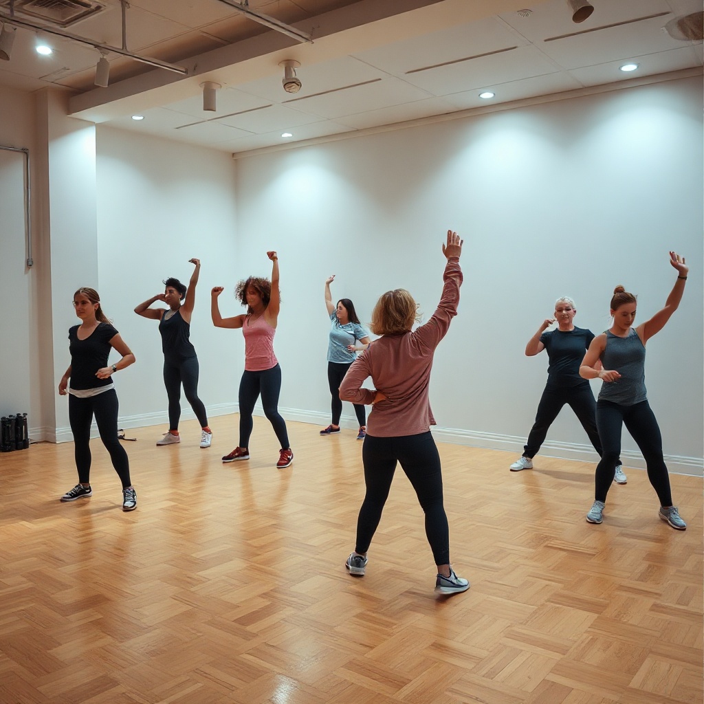 Group low-impact fitness class